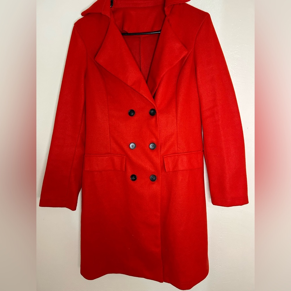 Coat red, elegant, flap design
